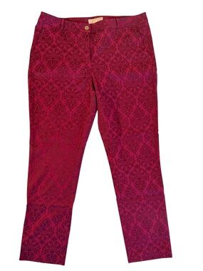 MICHAEL Michael Kors Magenta Cropped Damask Slacks Pants
